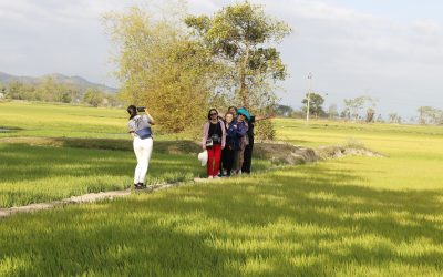 Walking through a peaceful village in the Central Highlands