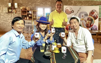 Enjoying local coffee at a countryside home in Buon Ma Thuot